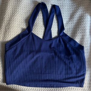 Shein Curve Blue Ribbed Sports Bra / Crop Top 0XL
